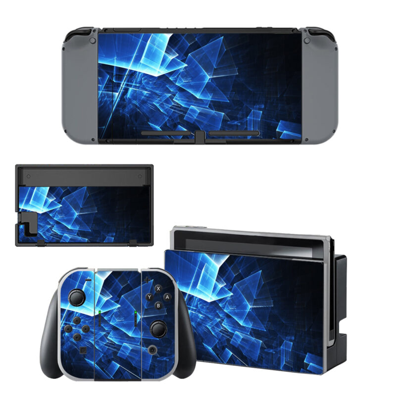 Abstract Blue Cube Pattern Skin Sticker For Nintendo Switch & Nintendo Switch OLED