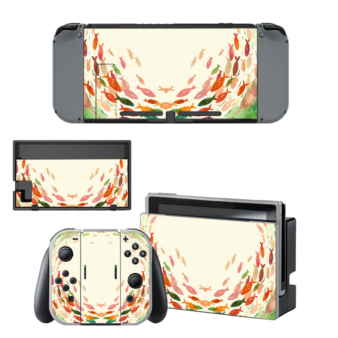 Illustration Colorful Art Of Fishes Skin Sticker For Nintendo Switch & Nintendo Switch OLED