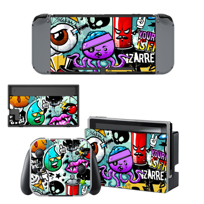 Graffiti Texture With Bizarre Elements Decal Cover For Nintendo Switch & Nintendo Switch OLED