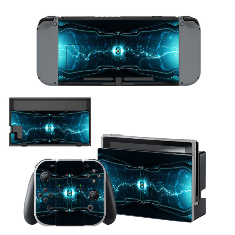 Blue Electric Abstract Design Skin Sticker For Nintendo Switch & Nintendo Switch OLED