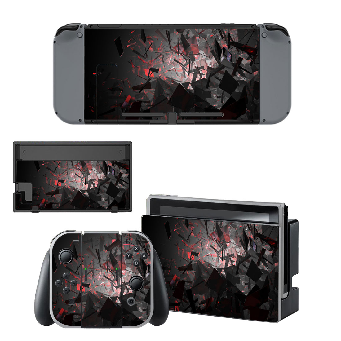 Red And Black Rendering Fragment Decal Cover For Nintendo Switch & Nintendo Switch OLED