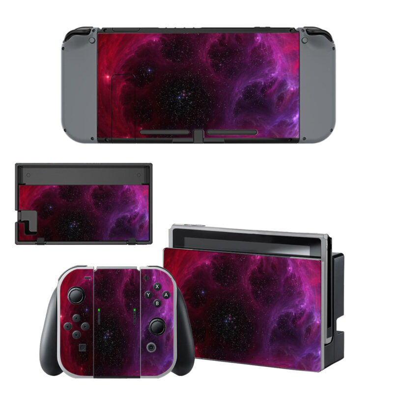 Pink Fire Space Stars Abstract Decal Cover For Nintendo Switch & Nintendo Switch OLED