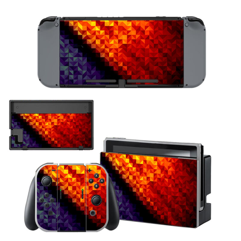 Purple And Orange Geometric Abstract Pattern Decal Cover For Nintendo Switch & Nintendo Switch OLED