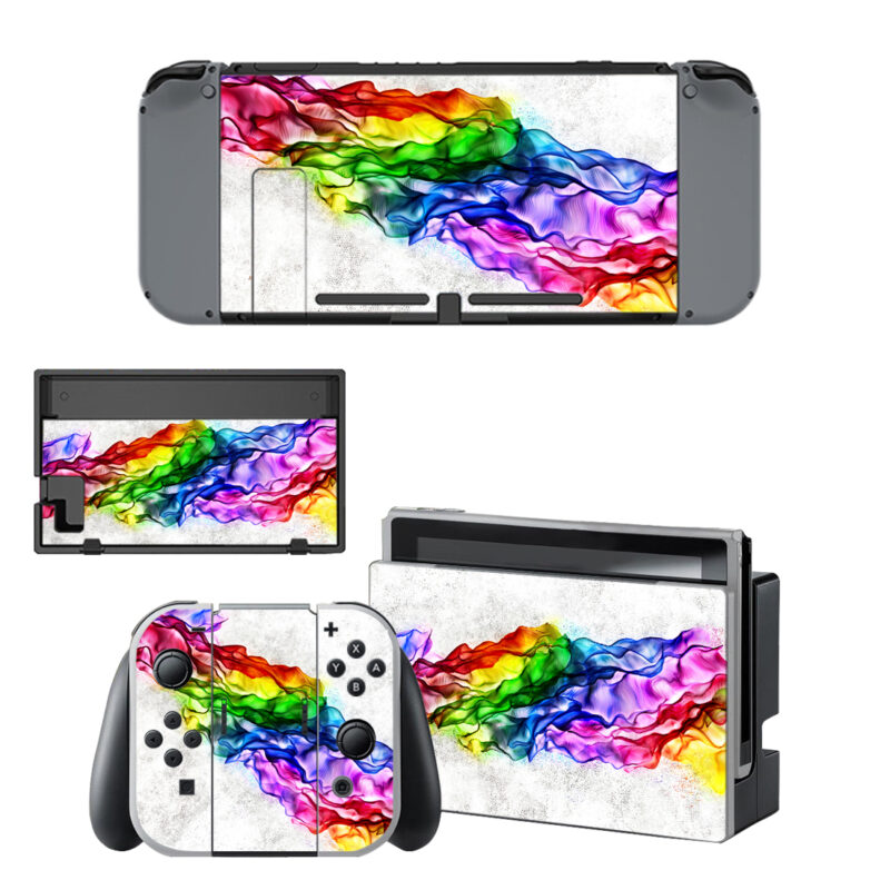 Abstract Rainbow Smoke Decal Cover For Nintendo Switch & Nintendo Switch OLED