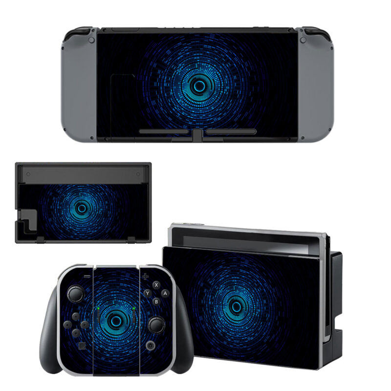 Blue Circle Pattern Abstract Decal Cover For Nintendo Switch & Nintendo Switch OLED