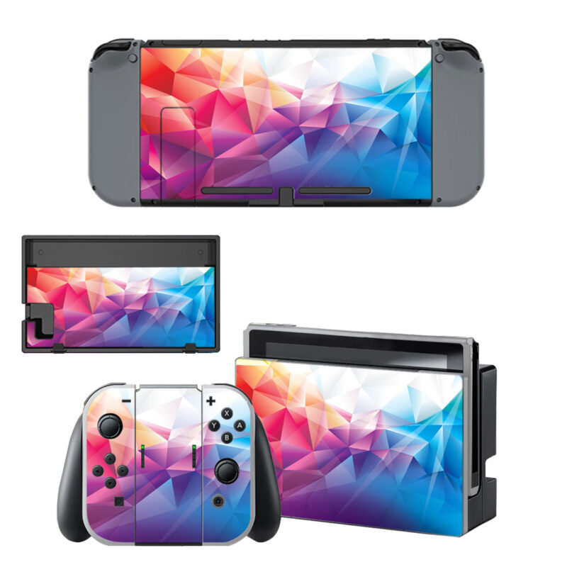 Blue Pink And Purple Geometric Pattern Decal Cover For Nintendo Switch & Nintendo Switch OLED