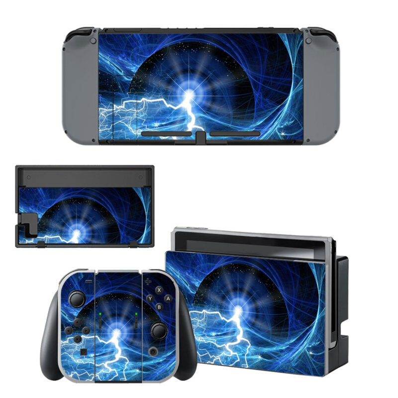 Cosmic Sky Blue Lightning Decal Cover For Nintendo Switch & Nintendo Switch OLED