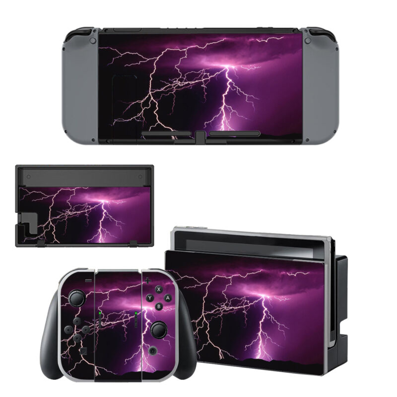 Purple Lightning Skin Sticker For Nintendo Switch & Nintendo Switch OLED