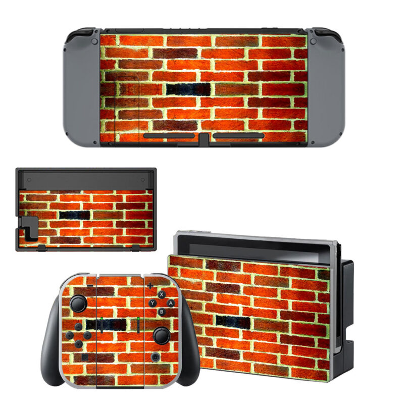 Red Brick Wall With White Mortar Decal Cover For Nintendo Switch & Nintendo Switch OLED
