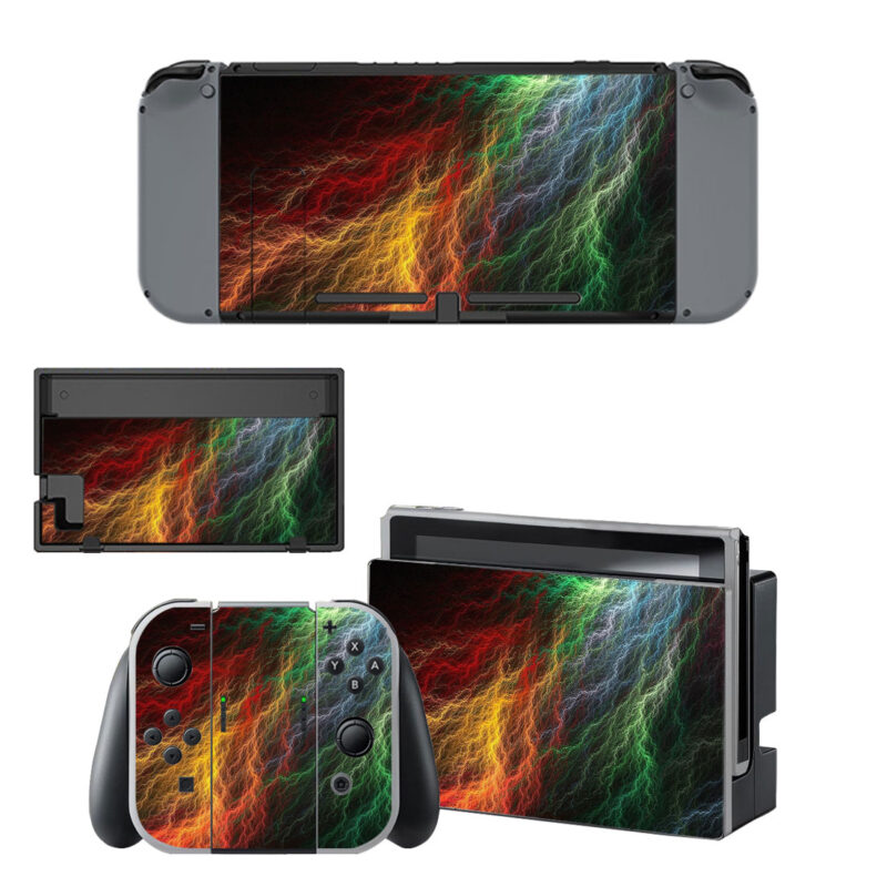 Multicolored Lightning Artwork Decal Cover For Nintendo Switch & Nintendo Switch OLED