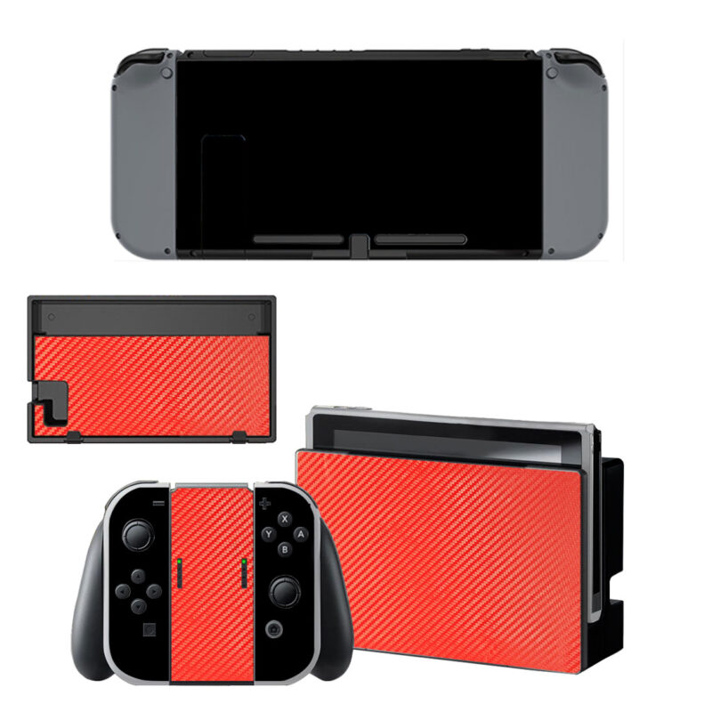 Black And Red Carbon Skin Sticker For Nintendo Switch & Nintendo Switch OLED