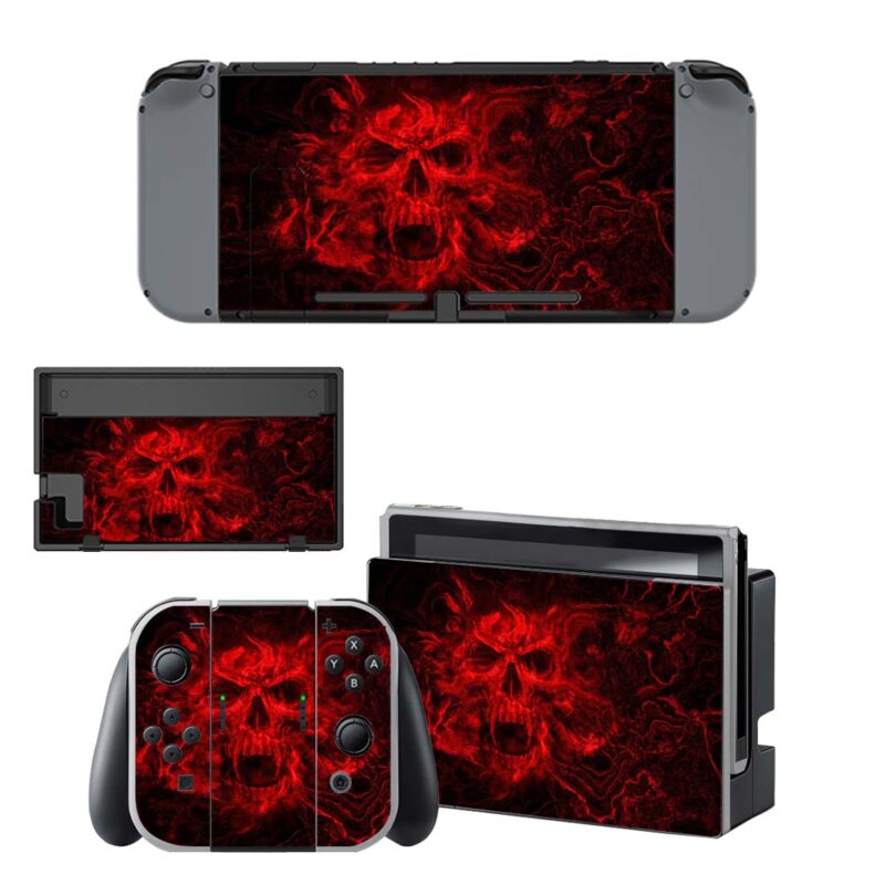 Red Skull Skin Sticker For Nintendo Switch & Nintendo Switch OLED Design 1