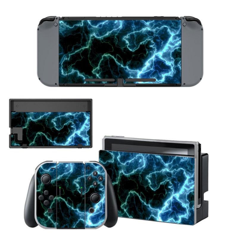 Blue Lightning Skin Sticker For Nintendo Switch & Nintendo Switch OLED