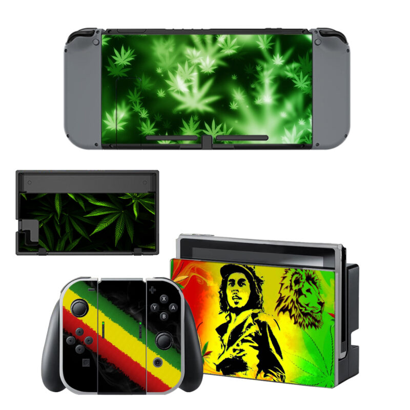 Bob Marley Weed Flag And Marijuana Leaf Decal Cover For Nintendo Switch & Nintendo Switch OLED