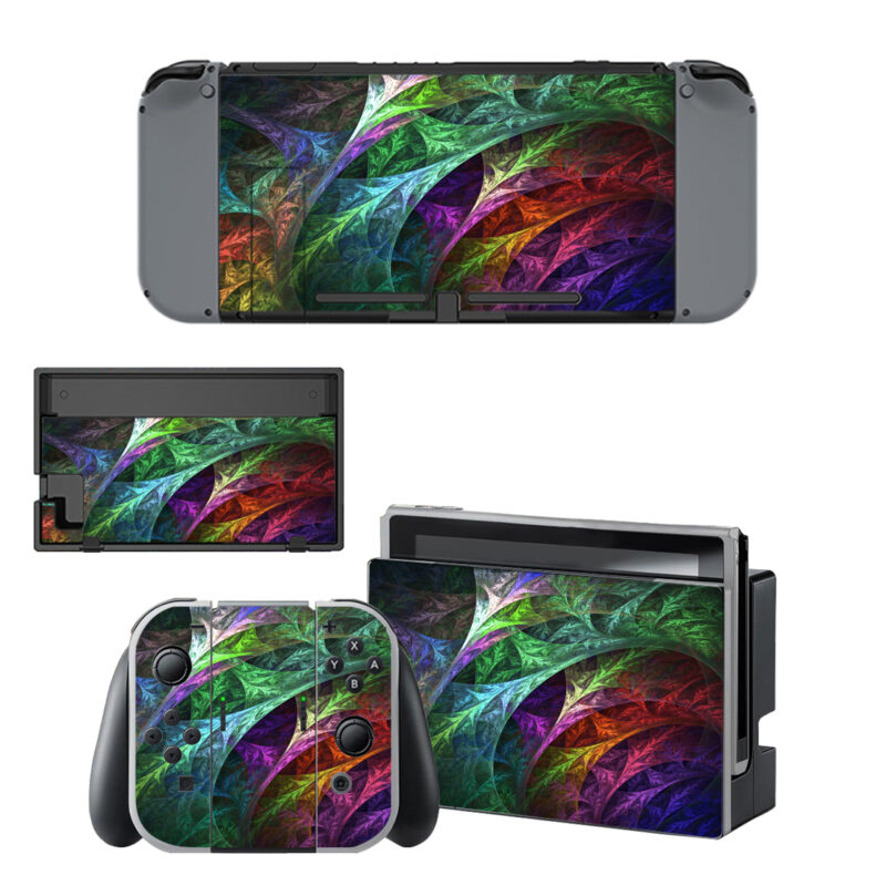 Rainbow Coloured Fractal Pattern Decal Cover For Nintendo Switch & Nintendo Switch OLED