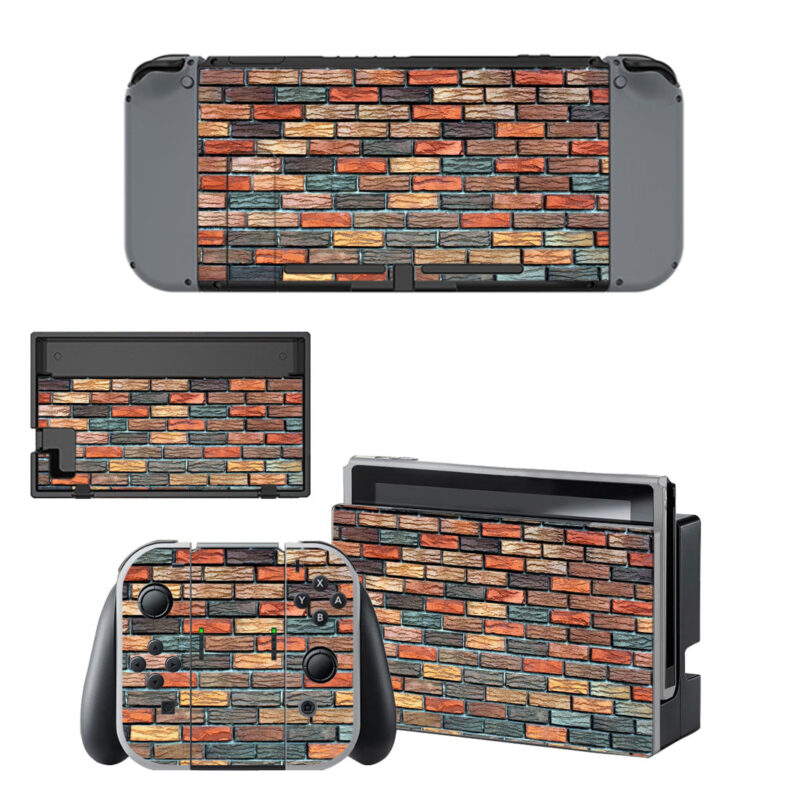 Brown Black And Gray Brick Wall Texture Decal Cover For Nintendo Switch & Nintendo Switch OLED