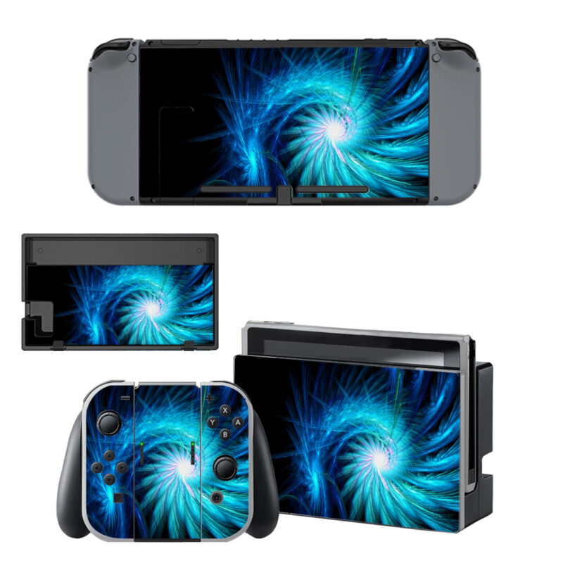 Blue Teal Spiral Light Skin Sticker For Nintendo Switch & Nintendo Switch OLED