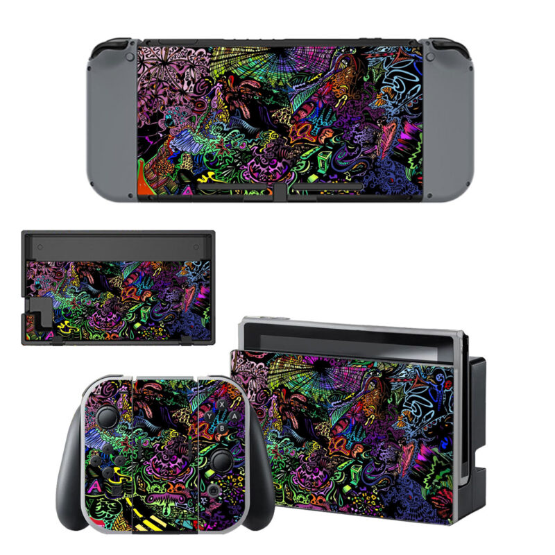 Colorful Trippy Drawing Decal Cover For Nintendo Switch & Nintendo Switch OLED