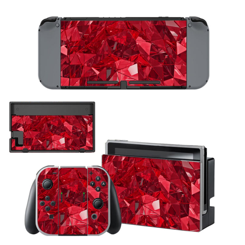 Red Crystal Abstract Decal Cover For Nintendo Switch & Nintendo Switch OLED