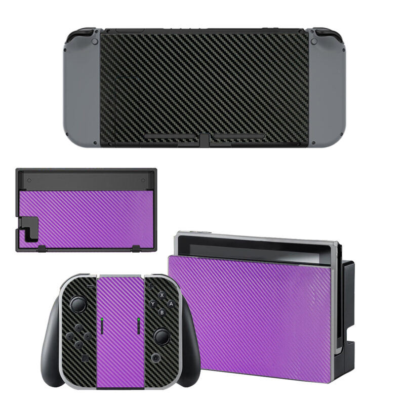 Carbon Fiber Purple And Black Decal Cover For Nintendo Switch & Nintendo Switch OLED