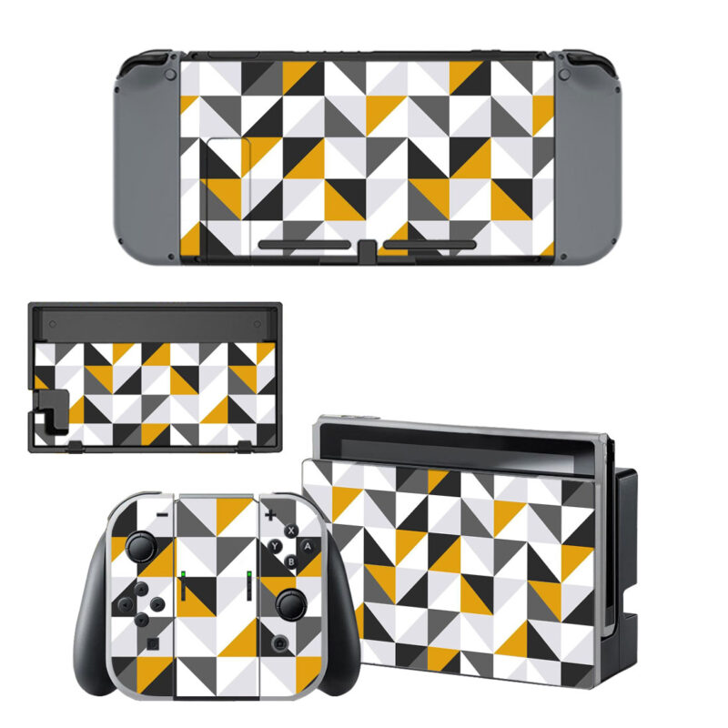 Grey & Yellow Geometric Pattern Decal Cover For Nintendo Switch & Nintendo Switch OLED