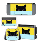 Black Cat With Pastel Yellow And Blue Decal Cover For Nintendo Switch & Nintendo Switch OLED