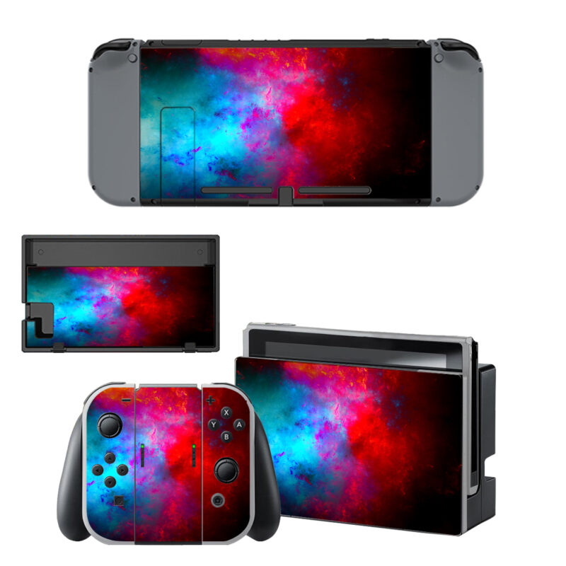 Blue And Red Space Art Abstract Decal Cover For Nintendo Switch & Nintendo Switch OLED