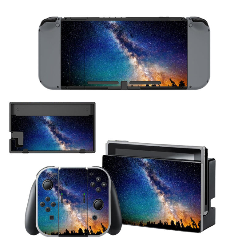 Dramatic Starry Sky Over Trees Peak At Night Decal Cover For Nintendo Switch & Nintendo Switch OLED