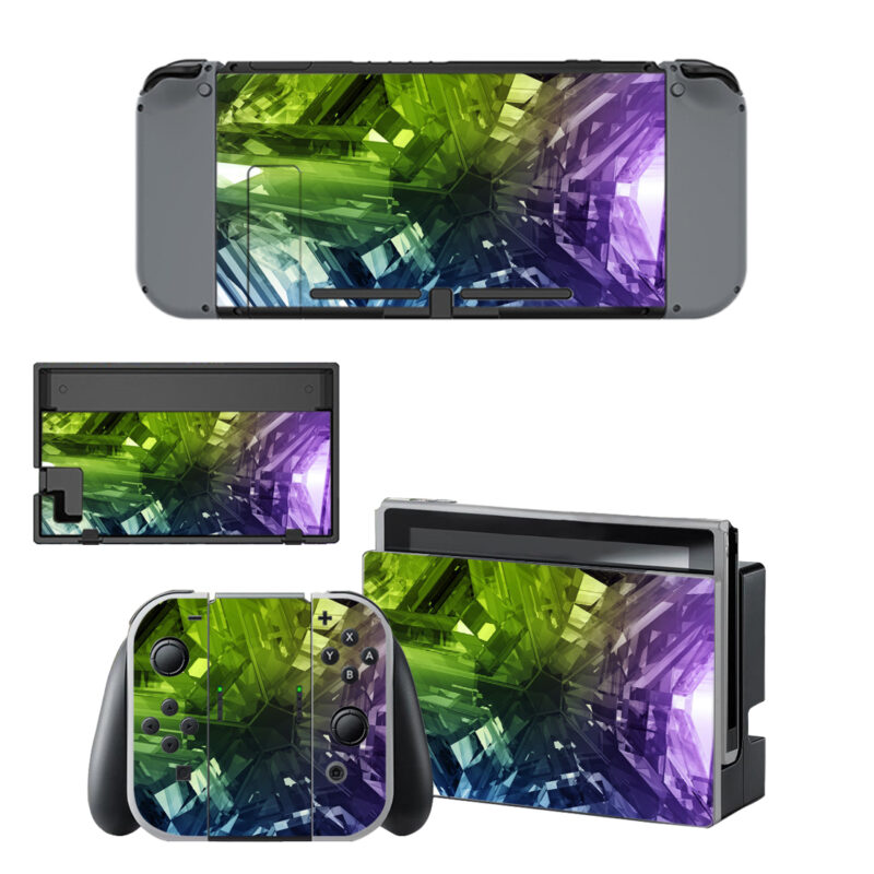 Blue Green Purple Color 3D Abstract Skin Sticker For Nintendo Switch & Nintendo Switch OLED