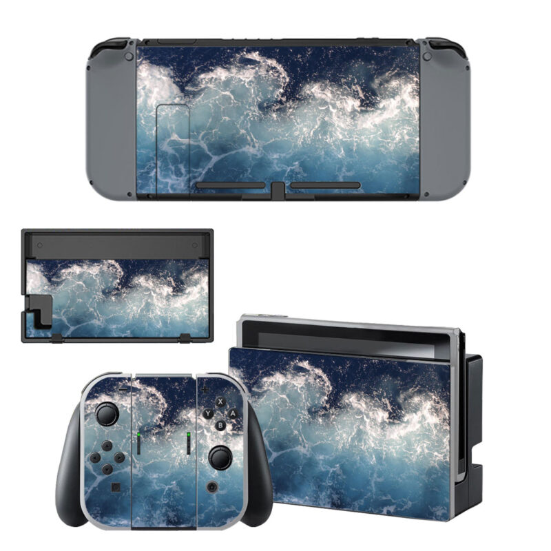 Abstract Ocean Water Waves Texture Decal Cover For Nintendo Switch OLED & Nintendo Switch