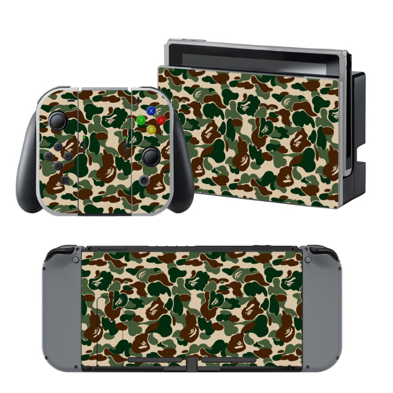 Green And Brown Camouflage Decal Cover For Nintendo Switch & Nintendo Switch OLED