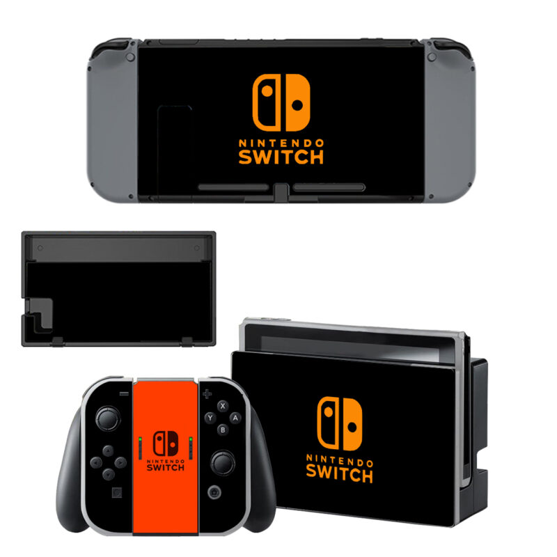 Black And Orange Skin Sticker For Nintendo Switch & Nintendo Switch OLED Design 1