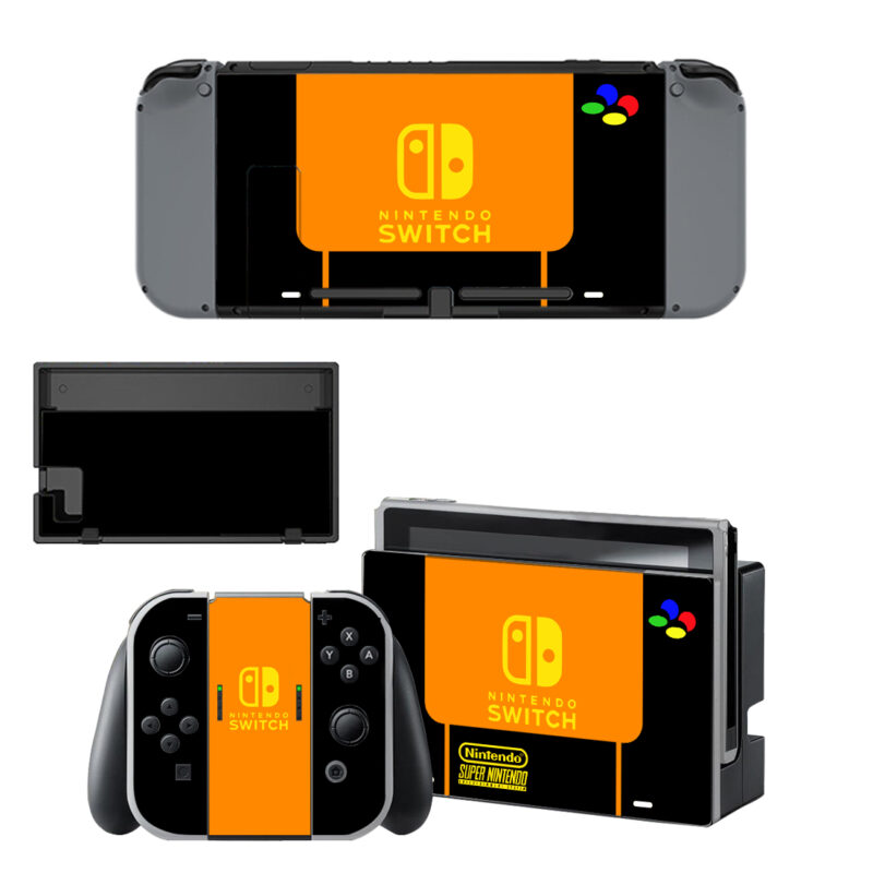 Black And Orange Super Nintendo Skin Sticker For Nintendo Switch & Nintendo Switch OLED