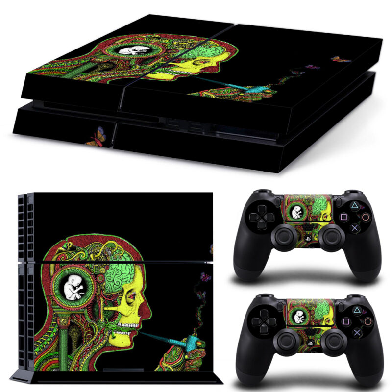 Psychedelic Smoking Skull PS4 Skin Sticker