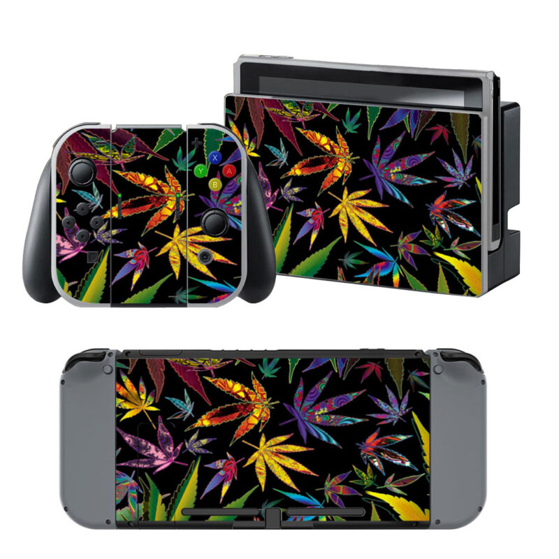 Multicolor Weed Pattern Decal Cover For Nintendo Switch & Nintendo Switch OLED