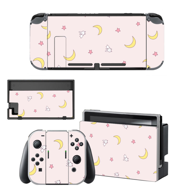 Star Moon Bunny Pattern Skin Sticker For Nintendo Switch OLED & Nintendo Switch