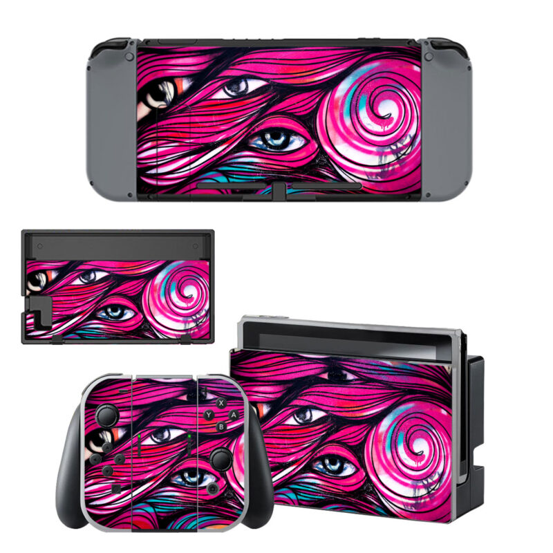 Graphite Eyes Pink Decal Cover For Nintendo Switch OLED & Nintendo Switch