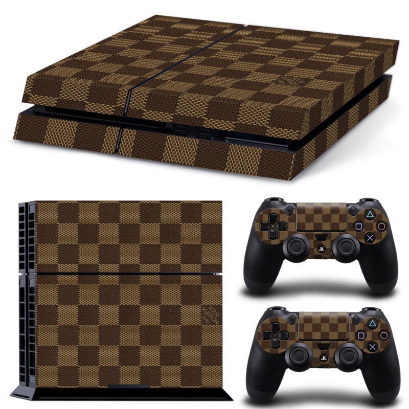 Brown Grid Pattern Louis Vuitton PS4 Skin Sticker