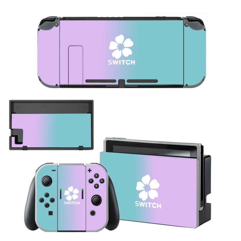 Purple And Blue Flower Decal Cover For Nintendo Switch OLED & Nintendo Switch