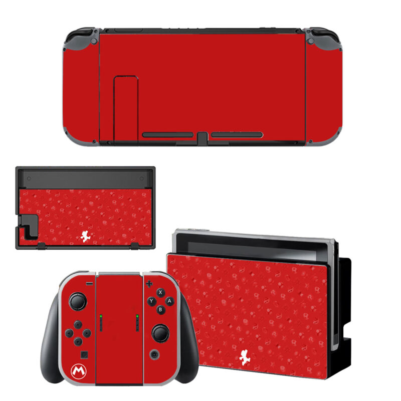 Red Mario Pattern With Skin Sticker For Nintendo Switch OLED & Nintendo Switch