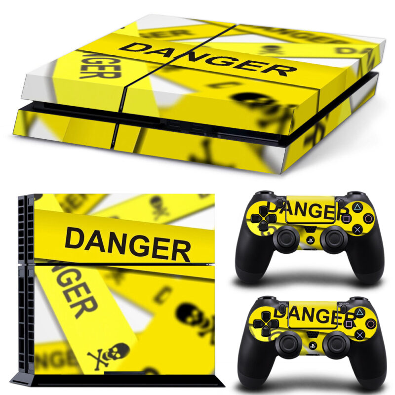 Danger Warning Skull Tape PS4 Skin Sticker