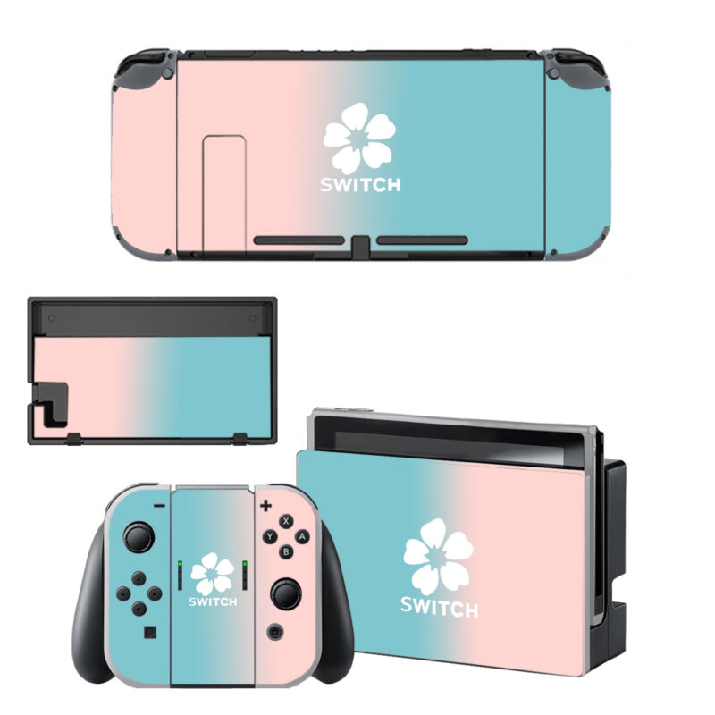 Pink And Blue Flower Decal Cover For Nintendo Switch OLED & Nintendo Switch