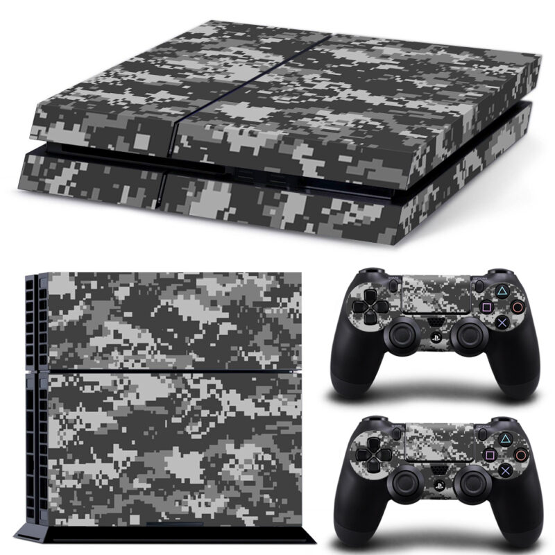 Grey Color Digital Camouflage PS4 Skin Sticker