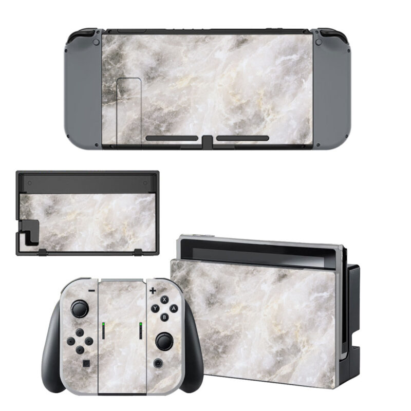 White Grey Marble Texture Decal Cover For Nintendo Switch OLED & Nintendo Switch
