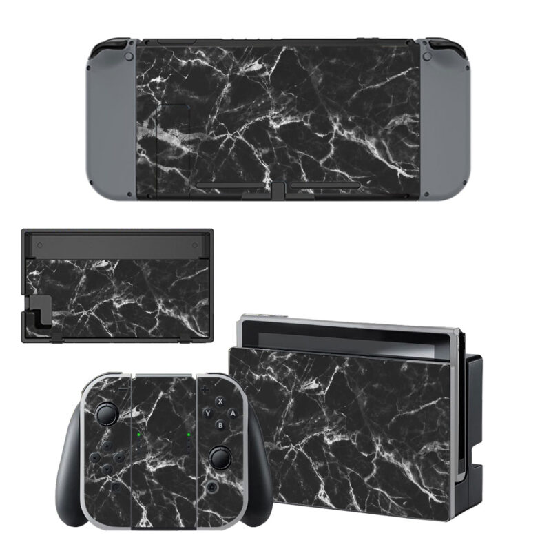 Black And White Marble Texture Decal Cover For Nintendo Switch OLED & Nintendo Switch