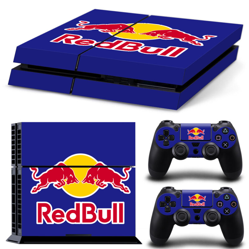 Red Bull With Blue Background PS4 Skin Sticker