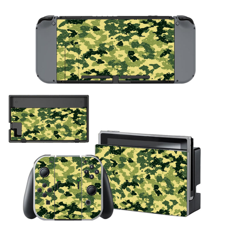 Green Camouflage Skin Sticker For Nintendo Switch & Nintendo Switch OLED Design 1