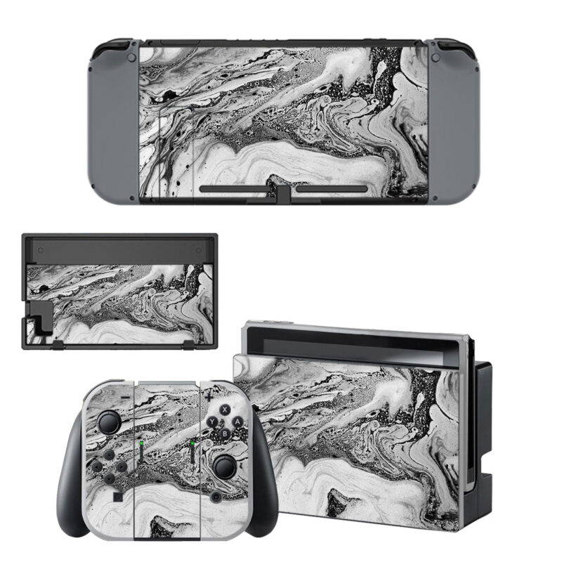 Black And White Marble Texture Skin Sticker For Nintendo Switch OLED & Nintendo Switch