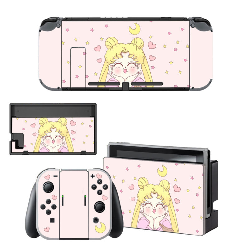 Anime Sailor Moon Pink Usagi Decal Cover For Nintendo Switch OLED & Nintendo Switch