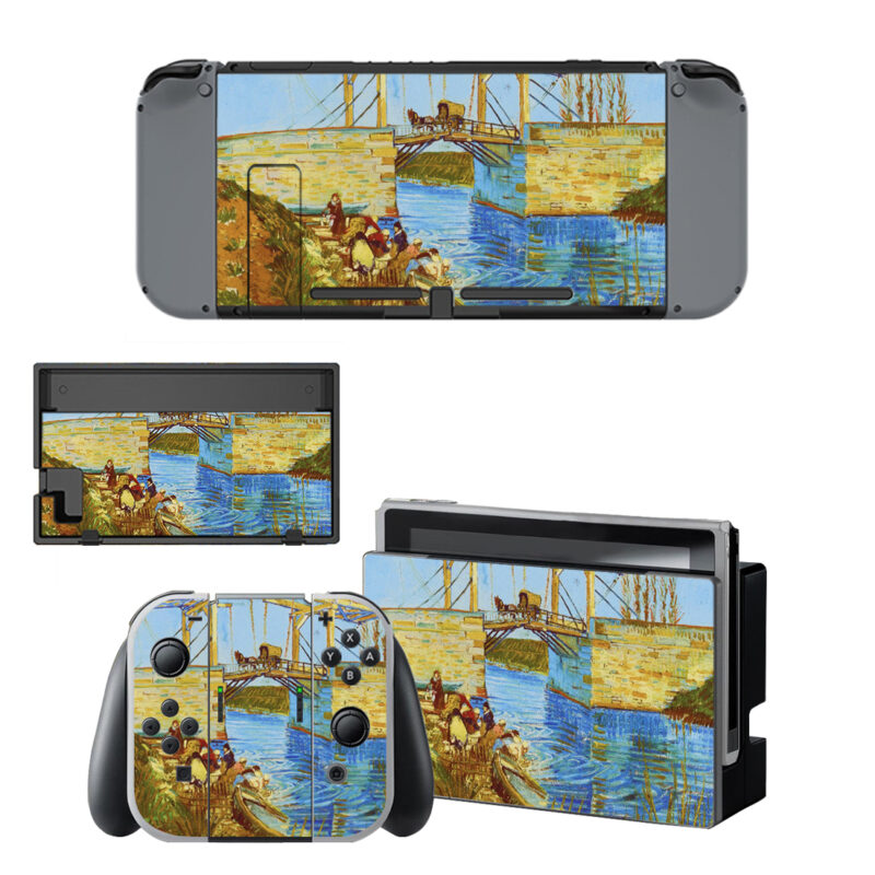 The Langlois Bridge At Arles Painting Decal Cover For Nintendo Switch & Nintendo Switch OLED